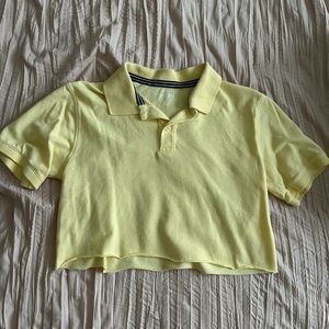 yellow collared shirt crop top